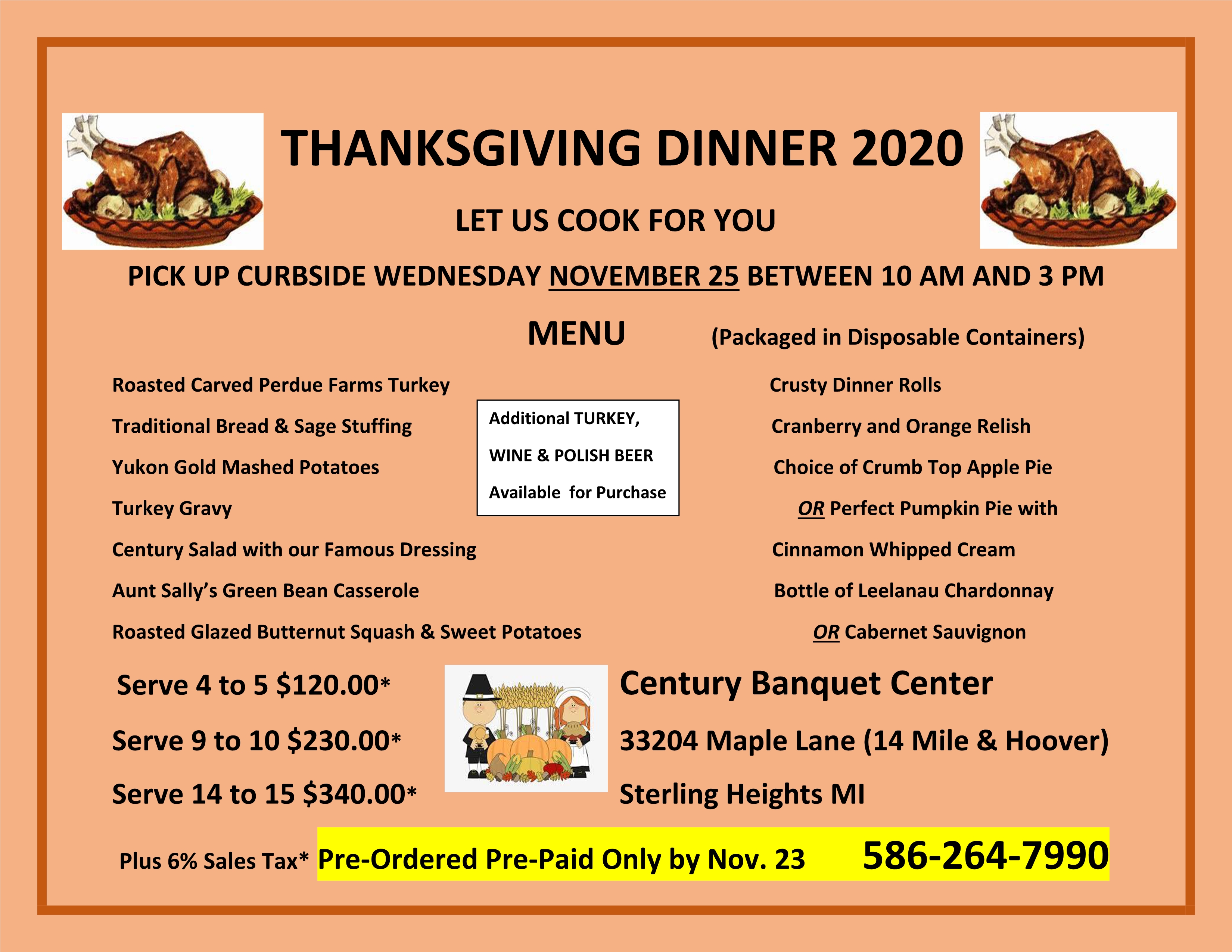 Thanksgiving Dinner 2020 Sterling Heights Banquet Halls, Wedding